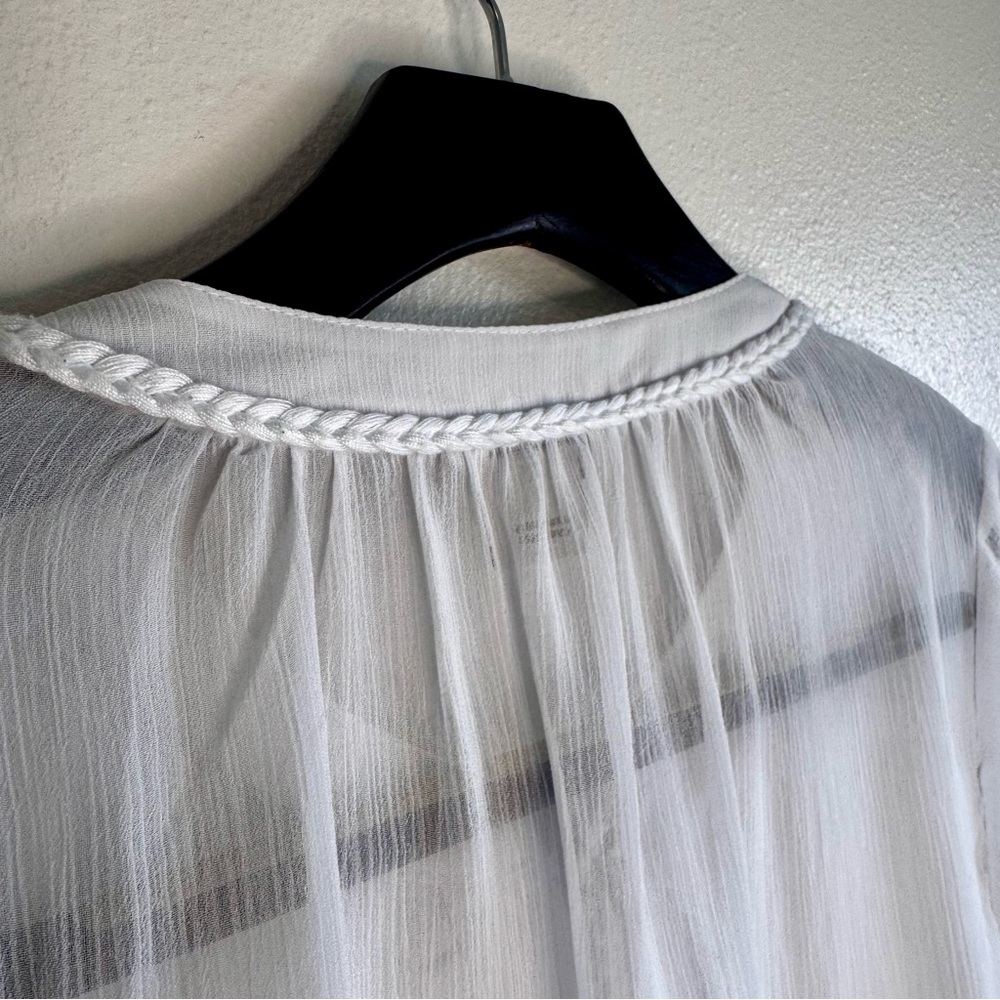 Ariat White Sheer Lace with Braided Tie at V-Neck Lace Detail SZ S - Picture 4 of 15